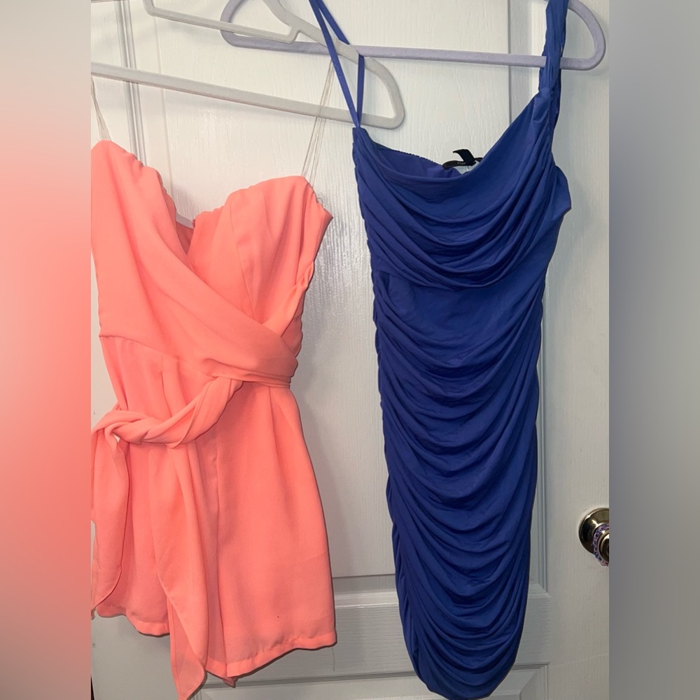 BCBG Blue Dress & Orange Romper- Sz Small / Medium